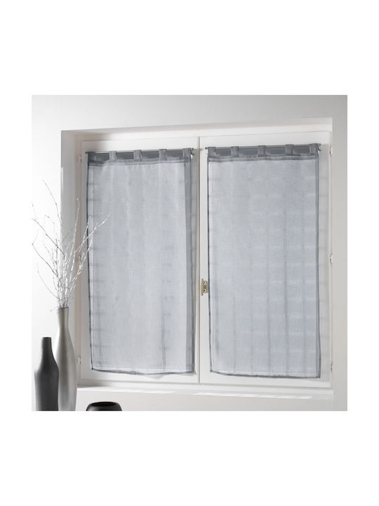 Σετ Κουρτίνες Παραθύρου με Τιράντες L-C Candide Gris 60x120εκ.