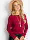 BFG Women's Blouse Cotton Long Sleeve Red