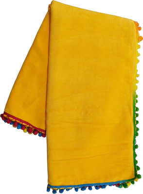 Viopros Beach Towel Cotton Yellow 160x90cm.