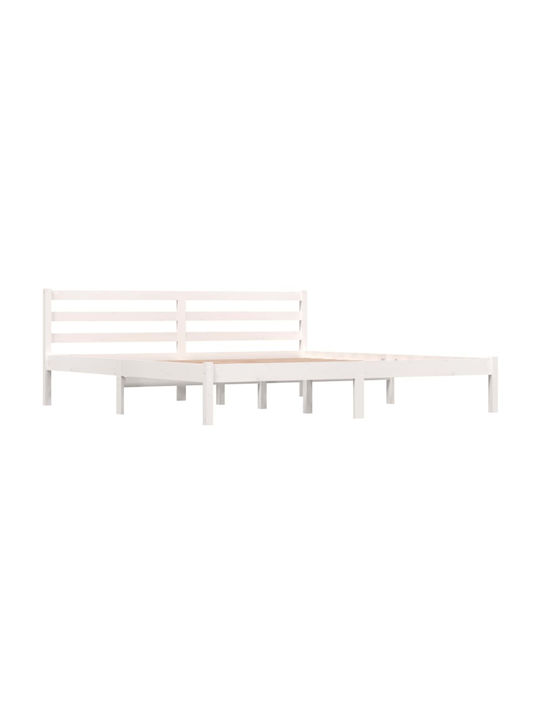 King Size Bed Solid Wood with Slats Natural 180x200cm