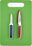 Zyliss Rectangular Plastic Chopping Board Set with Knife & Peeler Green 3pcs