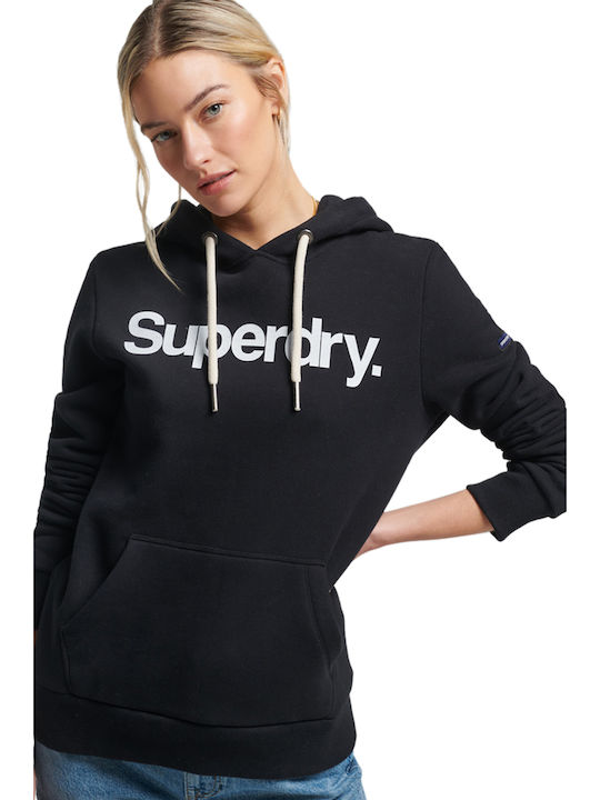 Superdry Γυναικείο Φούτερ με Κουκούλα Μαύρο