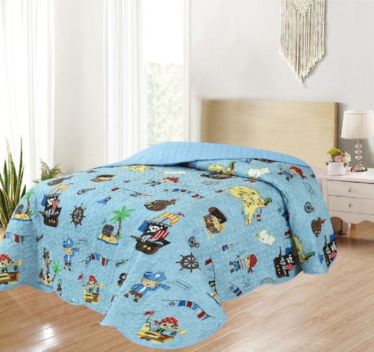 Adam Home Παιδικό Κουβερλί Μονό Γαλάζιο 160x220εκ.