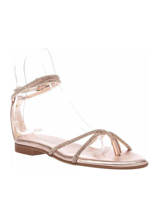 Leather Women's Flat Sandals Copper