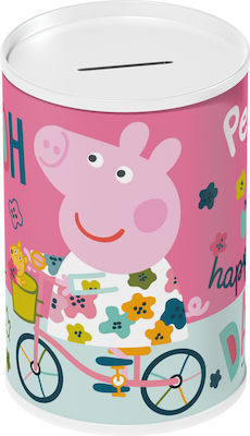 Διακάκης Peppa Pig Copil Cutiuta de bani Metalic Roz 10x10x15cm