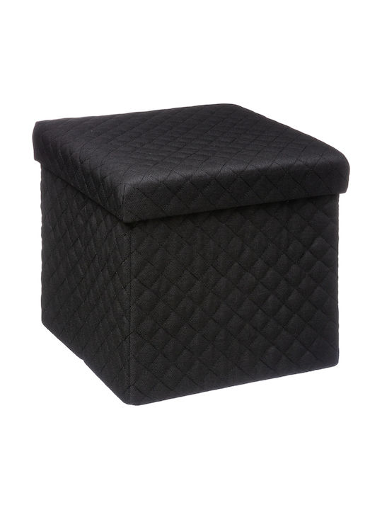 Stools For Living Room with Storage Space Upholstered with Velvet Folding Stool Black 1pcs 31x31x30cm