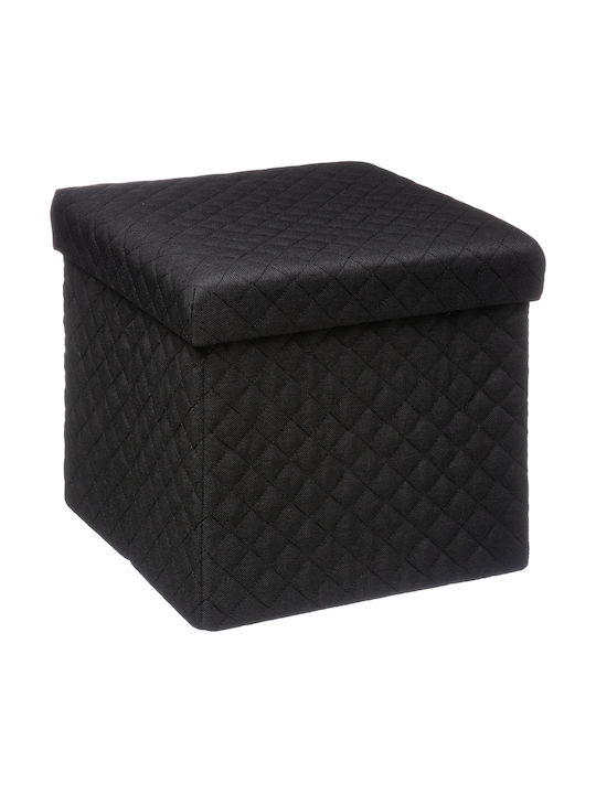 Stool For Living Room With Storage Space Upholstered with Velvet Folding Stool Black 31x31x30cm