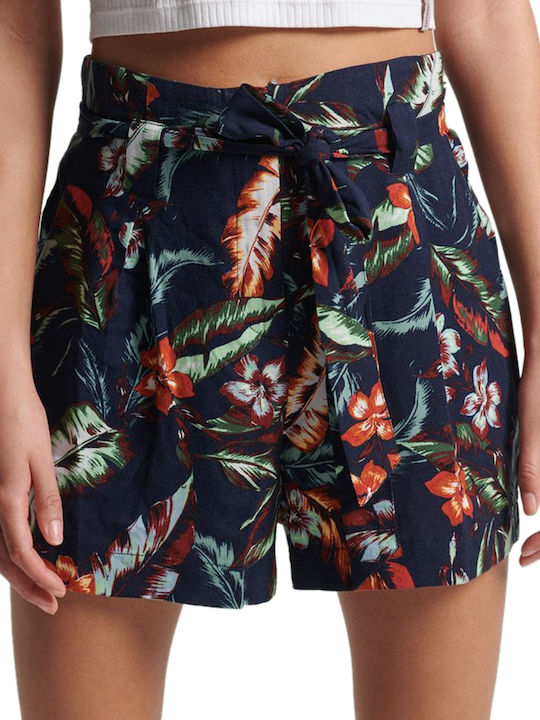 Superdry Γυναικείο Ψηλόμεσο Σορτς Indo Leaf Navy