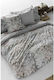 Viokarpet Bettbezug-Set Baumwolle Übergröße mit 2 Kissenbezügen 225x245 Nantaise Gray