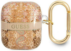 Guess Paisley Strap Case Silicone with Hook in Gold color for Apple AirPods 1 / AirPods 2