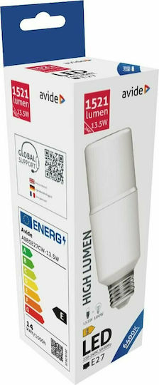 Avide ABBSE27CW-13.5W Λάμπα LED 13.5W 137mm για Ντουί E27 και Σχήμα T45 Ψυχρό Λευκό 521lm