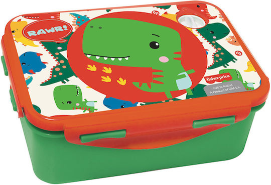 Fisher Price Micro Dinosaur Πλαστικό Παιδικό Δοχείο Φαγητού Πράσινο 17.5 x 11.5 x 5.5εκ.
