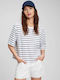 GAP Women's Crop T-shirt Striped Navy Blue