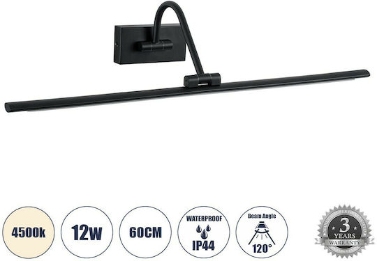 GloboStar Mira Modern Leuchte Badezimmer mit Integrierter LED und Neutralweißes Licht Schwarz 60x13cm