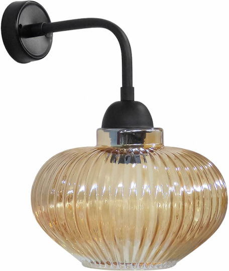 Heronia Rigato Ap Bl-Meli Винтидж Осветително тяло За стена с фасунга E27 Черен 25x32см.