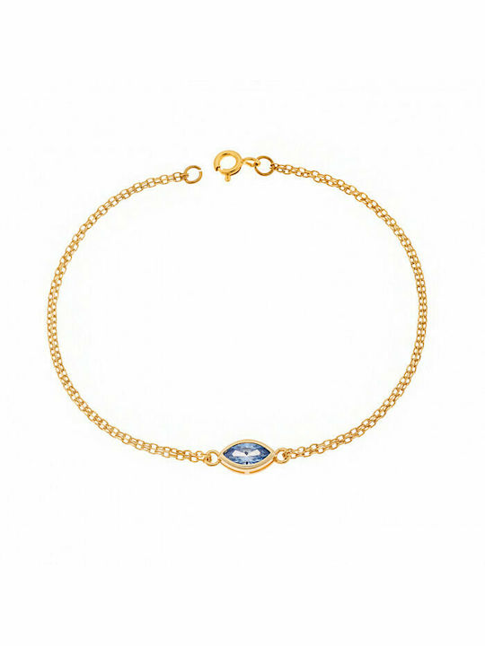 Senza Bracelet Chain made of Silver Gold Plated with Zircon