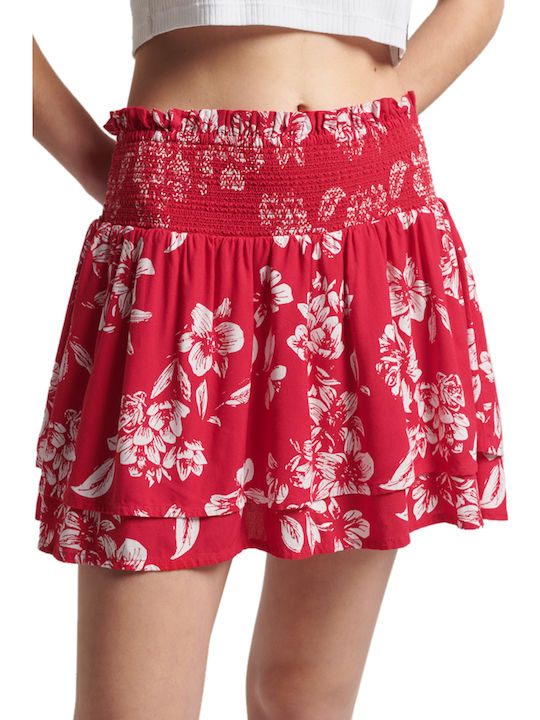 High-waisted Mini Skirt Floral Red