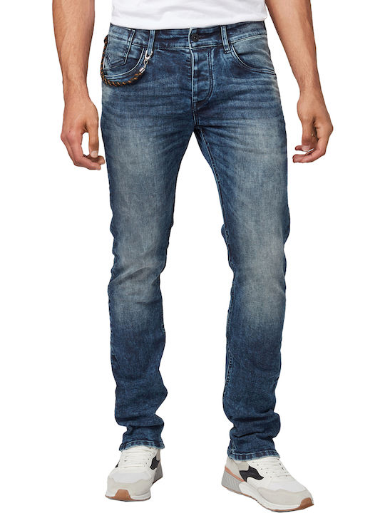 Men's Jeans Pants with Slim Fit Mid Stone Wash Denim