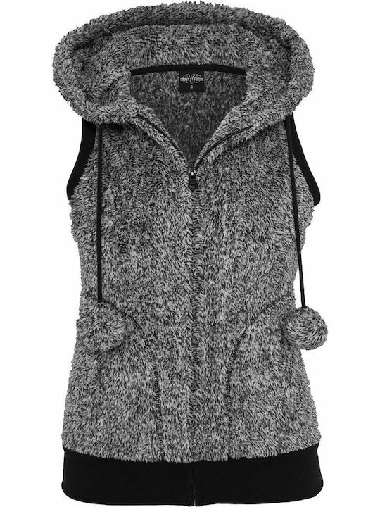 Long Women's Cardigan with Zipper Black/White