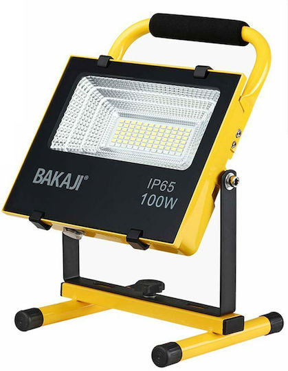 Bakaji Προβολέας Εργασίας Ηλιακός LED IP65 με Φωτεινότητα έως 1000lm Φορητός Κίτρινο