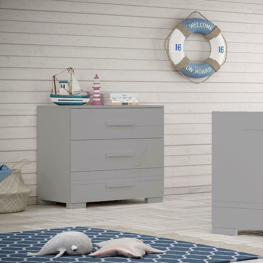 Бебешка Скринове с 3 Чекмеджета Сив 94x50x91см