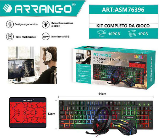 Arrango ASM76396 Set Gaming Tastatur mit RGB-Beleuchtung & Maus (Englisch US)