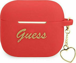 Guess Charm Θήκη Σιλικόνης σε Κόκκινο χρώμα για Apple AirPods 3