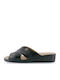 Women's Leather Platform Wedge Sandals Black