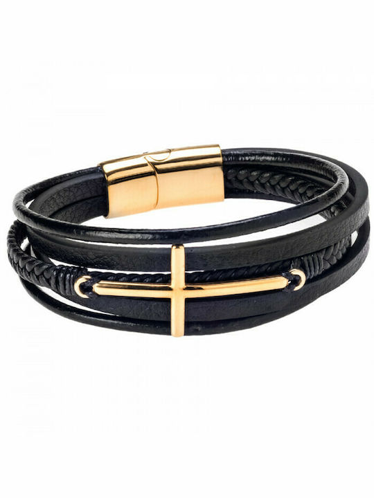 Senza Herren Armband mit Design Kreuz aus Leder