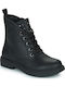 J ECLAIR Leather Kids Boots with Laces Black