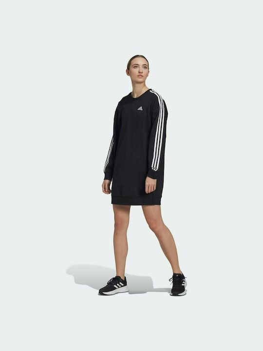 Adidas W 3-Stripes Mini All Day Φόρεμα Μακρυμάνικο Μαύρο