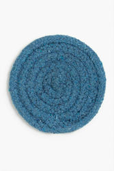 Calma House Round Fabric Blue Coasters 10cm 4pcs