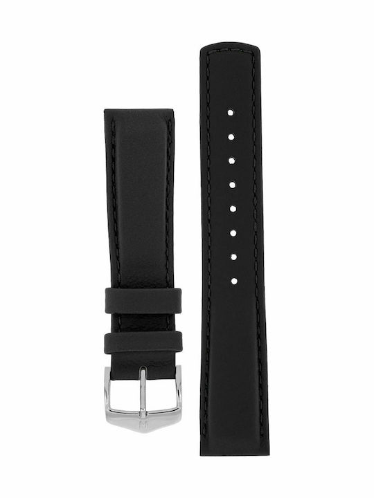 Hirsch Runner Δερμάτινο Λουράκι Μαύρο 22mm