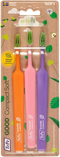 TePe Good Compact Zahnbürste Weich Orange / Pink / Lilac 3Stück