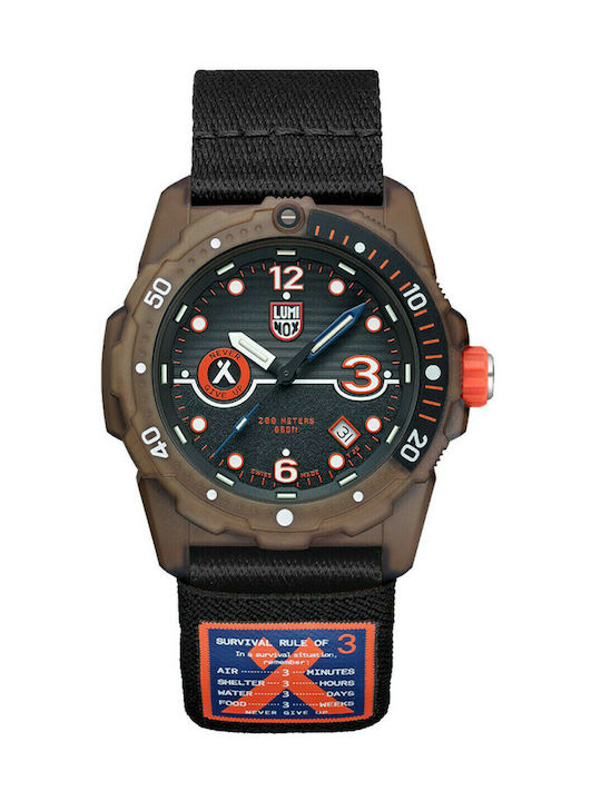 Luminox Bear Grylls Survival Ceas Baterie cu Negru Brățară din material textil