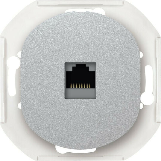Aling Conel E616S.S Single Network Socket RJ45 without Frame Type Cat6 in Silver Color 15.005.0180