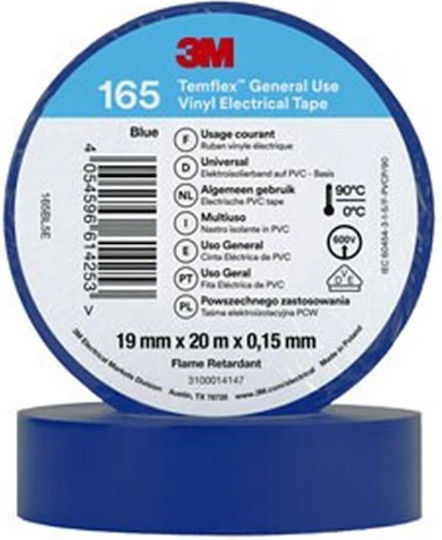 3M Μονωτική Ταινία 19mm x 20m TEMFLEX 165 Μπλε