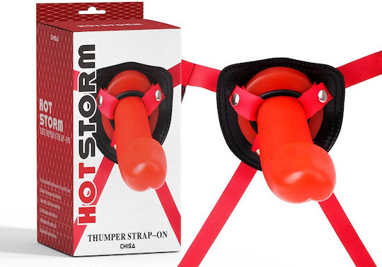 Chisa Novelties Hot Storm Thumper Strap-on Harness με Dildo 21cm σε Κόκκινο Χρώμα