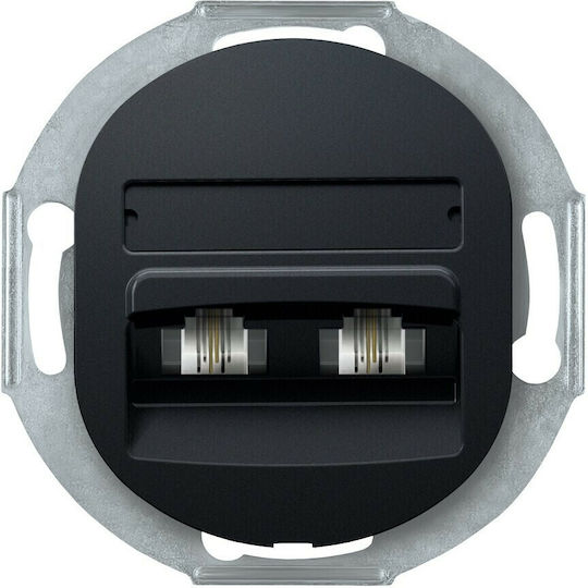 Aling Conel E613.E1 Front Double Telephone Socket Black 15.005.0171
