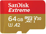 Sandisk Extreme microSDXC 64GB Class 10 U3 V30 A2 UHS-I με αντάπτορα SDSQXAH-064G-GN6MA