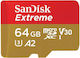 Sandisk Extreme microSDXC 64GB U3 V30 A2 UHS-I 170MB/s с адаптер