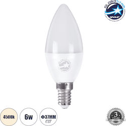 GloboStar LED Lampen für Fassung E14 und Form C37 Naturweiß 678lm 1Stück