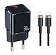 Usams Mobile Phone Charger with USB-C Port and USB-C - Lightning Cable 30W Power Delivery Black