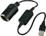 Lampa Adaptor brichetă auto De la USB 5V la Priză cu Mufă de Brichetă de 12V și Cablu de 35cm