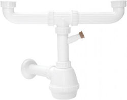 Aniplast Plastic Double Siphon Sink White