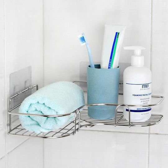 Next Shelf Corner Wall Mounted Bathroom Shelf Metallic 26.7x12x4.5cm Silver