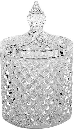 Keskor Glass Sweet Jar with Lid Transparent 8.5x8.5x14.3cm