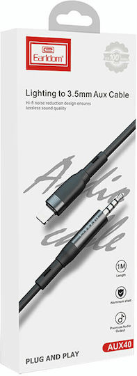 Earldom ET-AUX40 3.5mm to Lightning Cable Μαύρο 1m