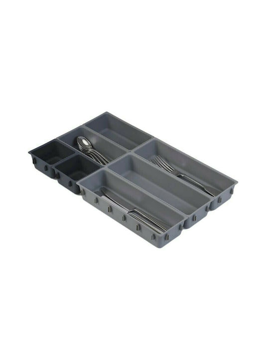 Free Composition Plastic Drawer Cutlery Tray 26.5x43.9x5cm Grey