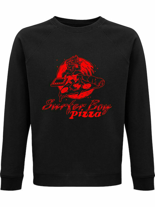 Sweatshirt Unisex, Organic " Stranger Things, Surfer Boy Pizza ", Black